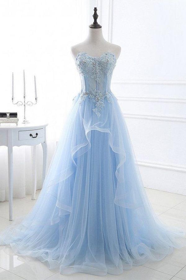 Vestidos de fiesta de corte A con escote en forma de corazón y largo hasta el suelo