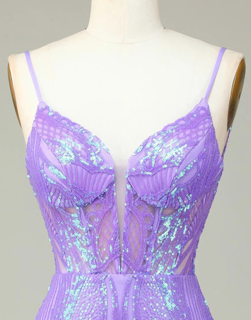 Gorgeous Corset Back Tight Glitter Homecoming Dress