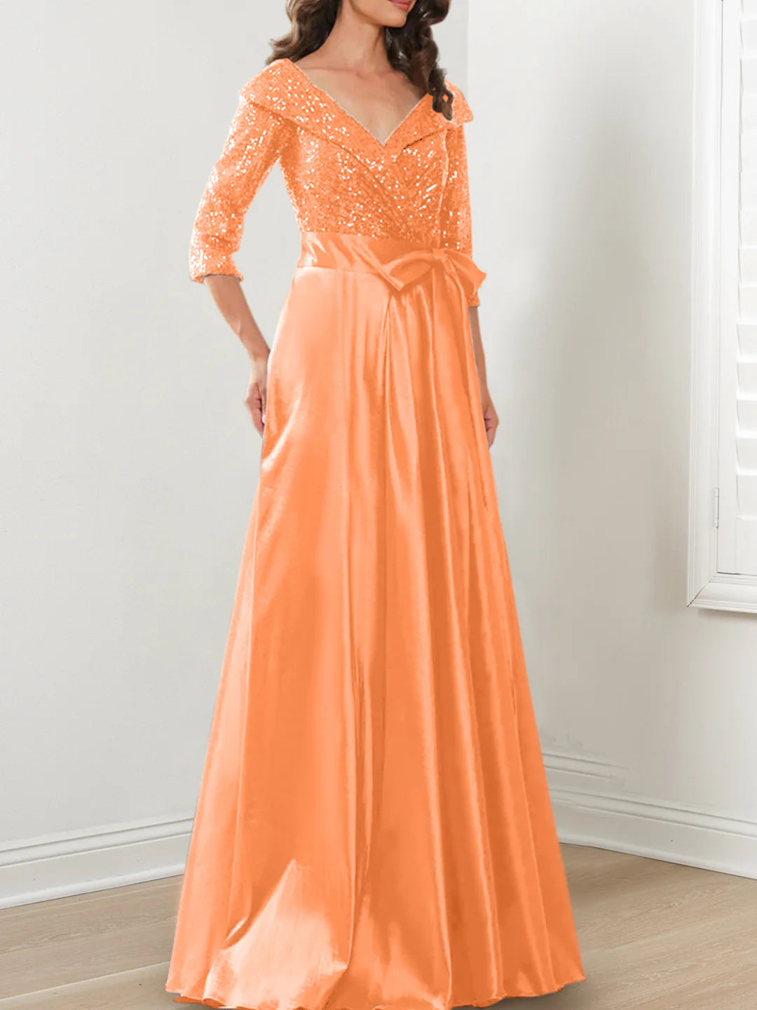 A-Line V-Neck Floor-Length Mother Of The Bride Dresses