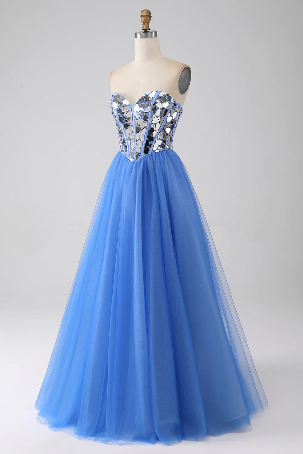 A-Linie Herzausschnitt Spiegel Royalblaues Ballkleid