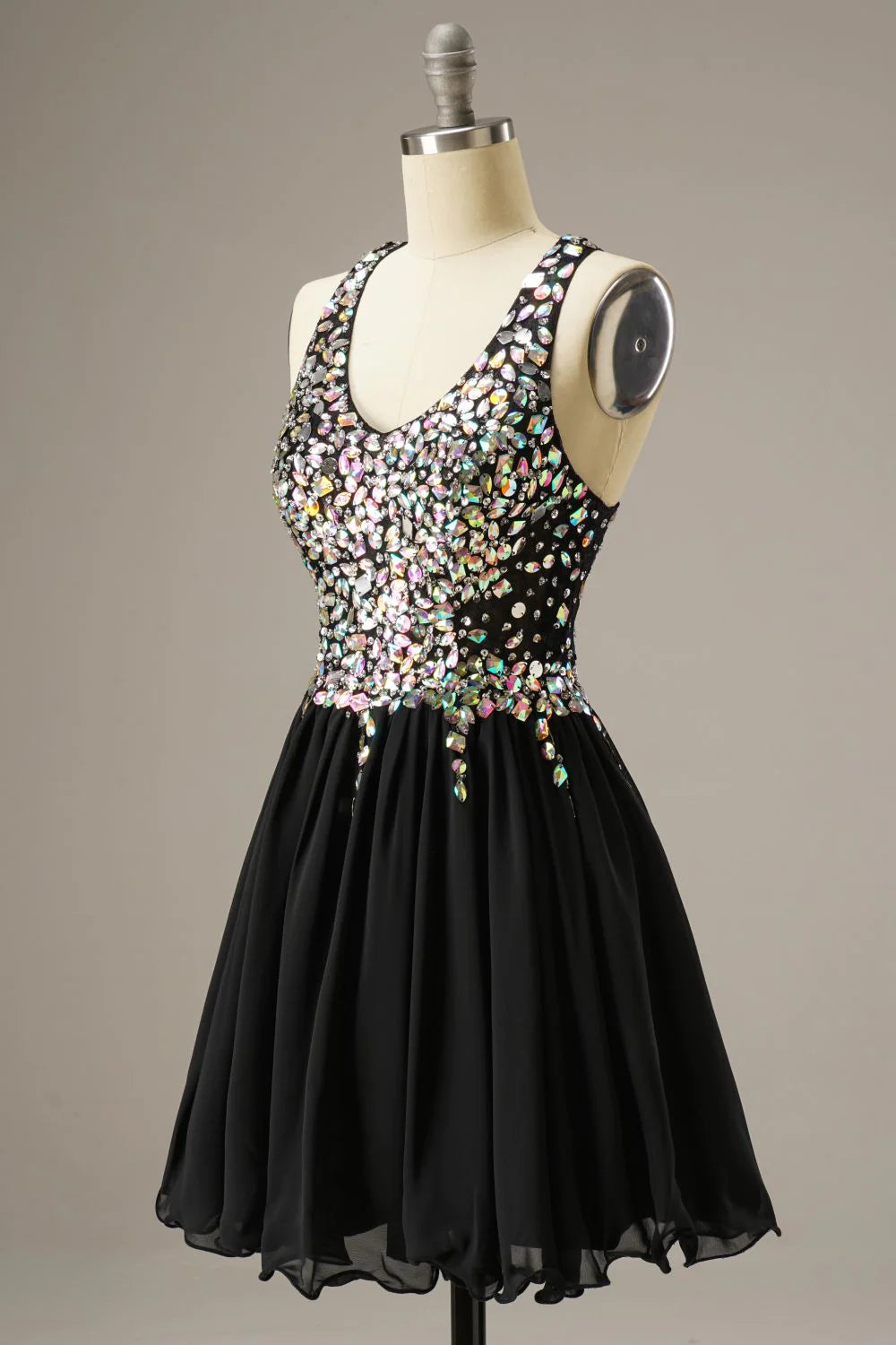 Short Mini Party Dress WIth Crystal Beads
