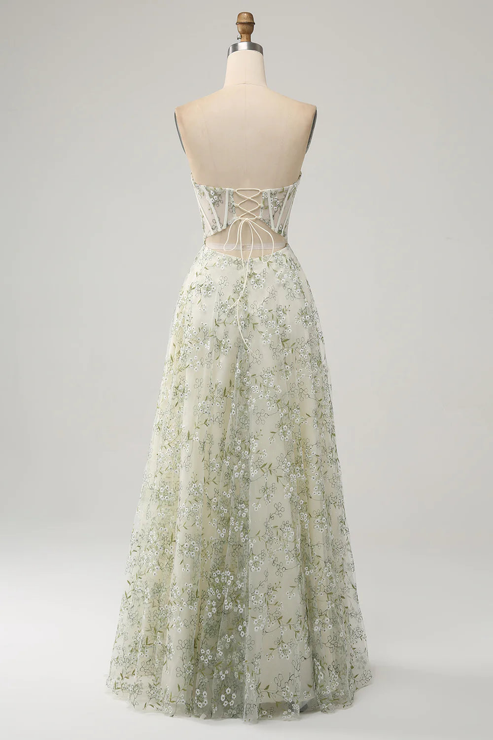 A-Line Corset Prom Dress with Embroidery