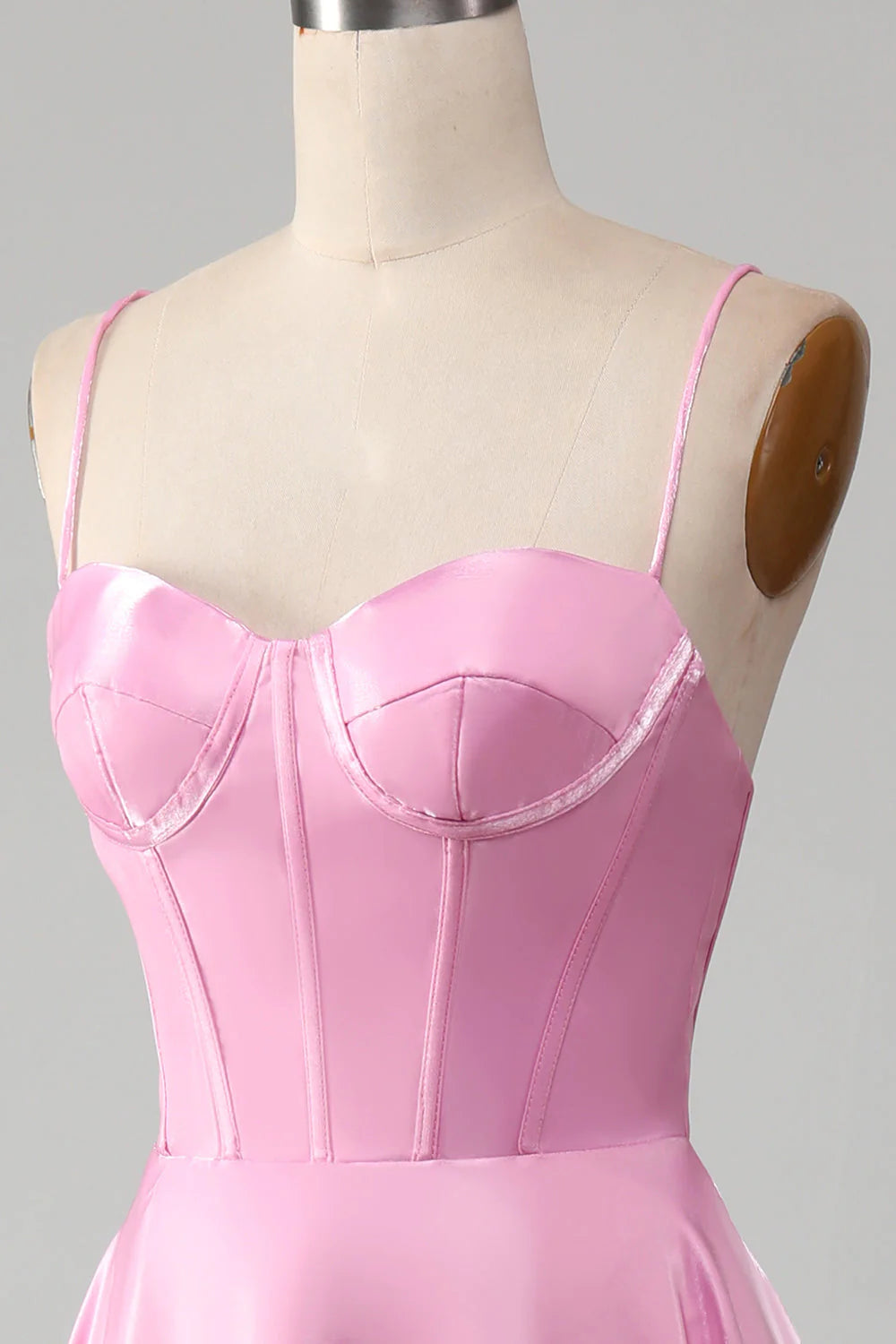 A-Linie Spaghettiträger Rosa Korsett Ballkleid