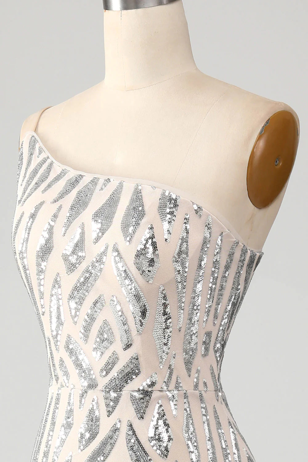 Glitzerndes Meerjungfrau-Abschlussballkleid mit einer Schulter und dunkelgrünen Pailletten