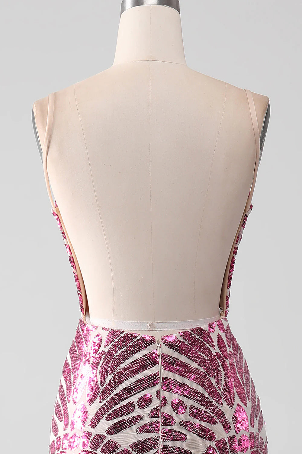 Glitzerndes Meerjungfrau-Ballkleid mit Spaghettiträgern und rückenfreiem