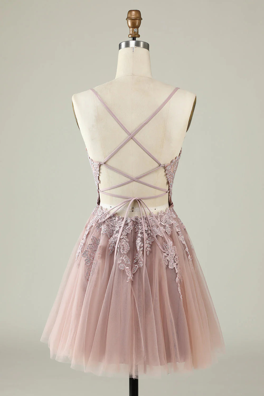 A Line Spaghetti Straps Short Homecoming Dress with Appliques