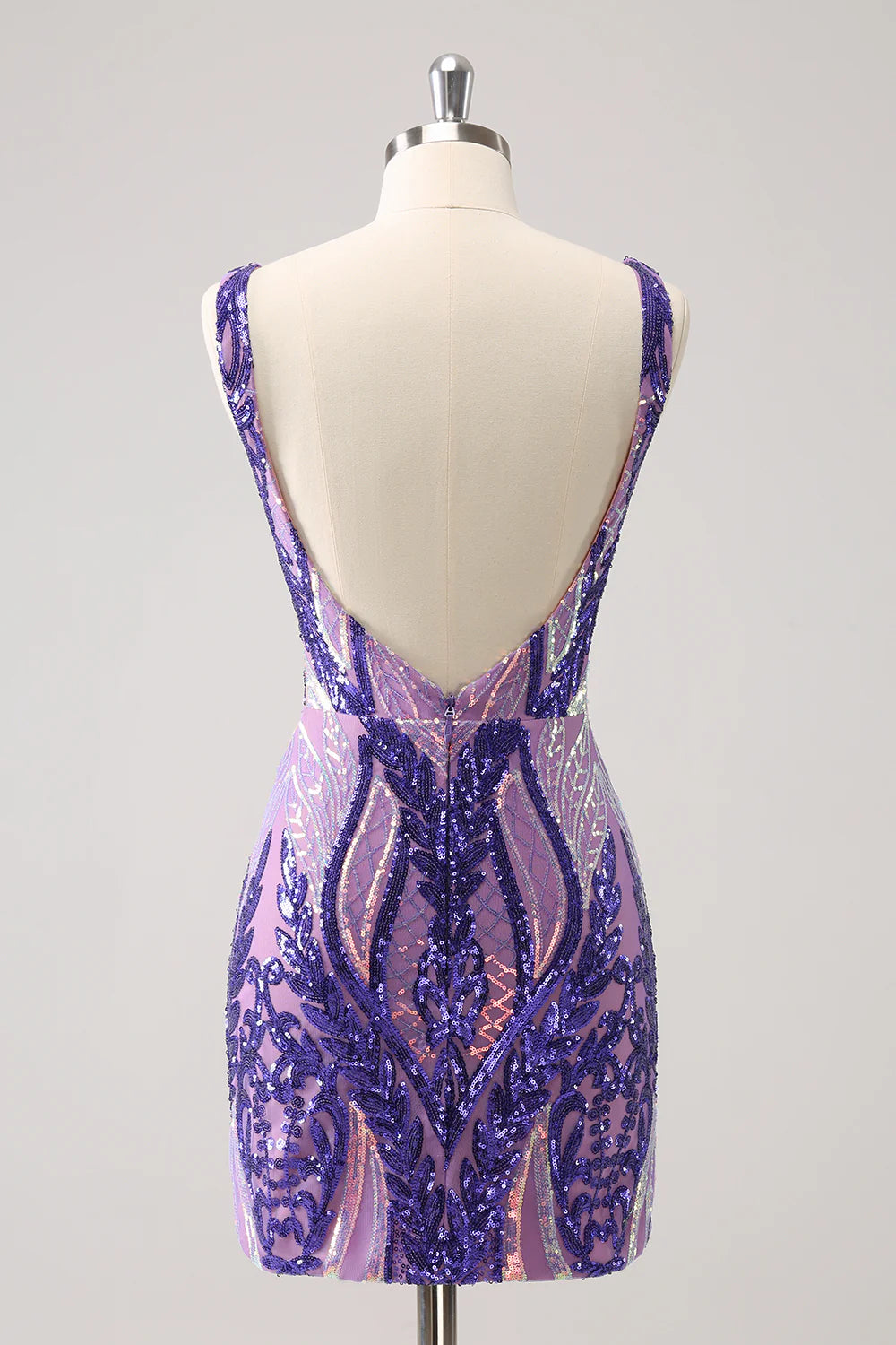 Sparkly Sequined Tight V Neck Homecoming Dress