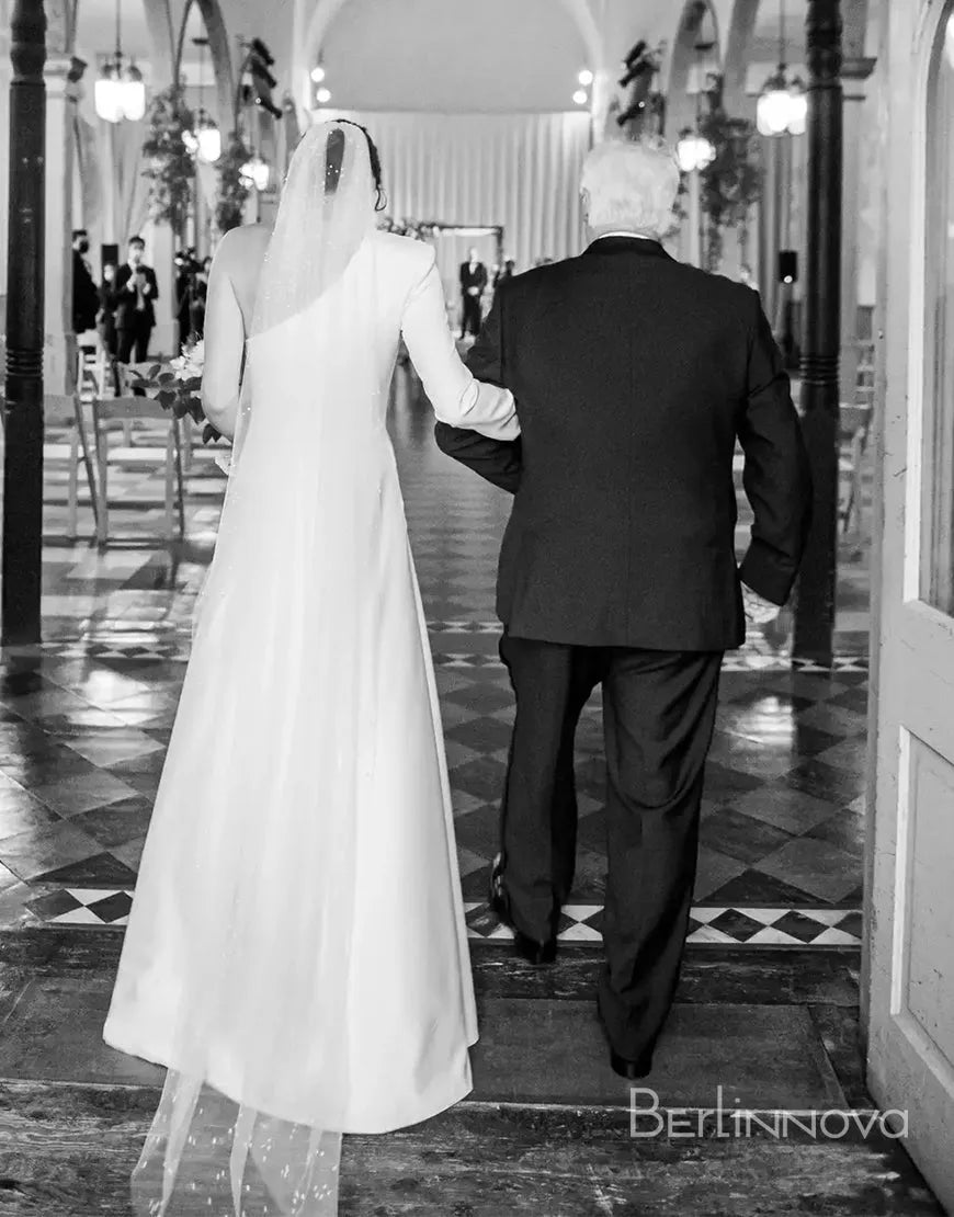 Vestido de novia sexy de gasa con un solo hombro