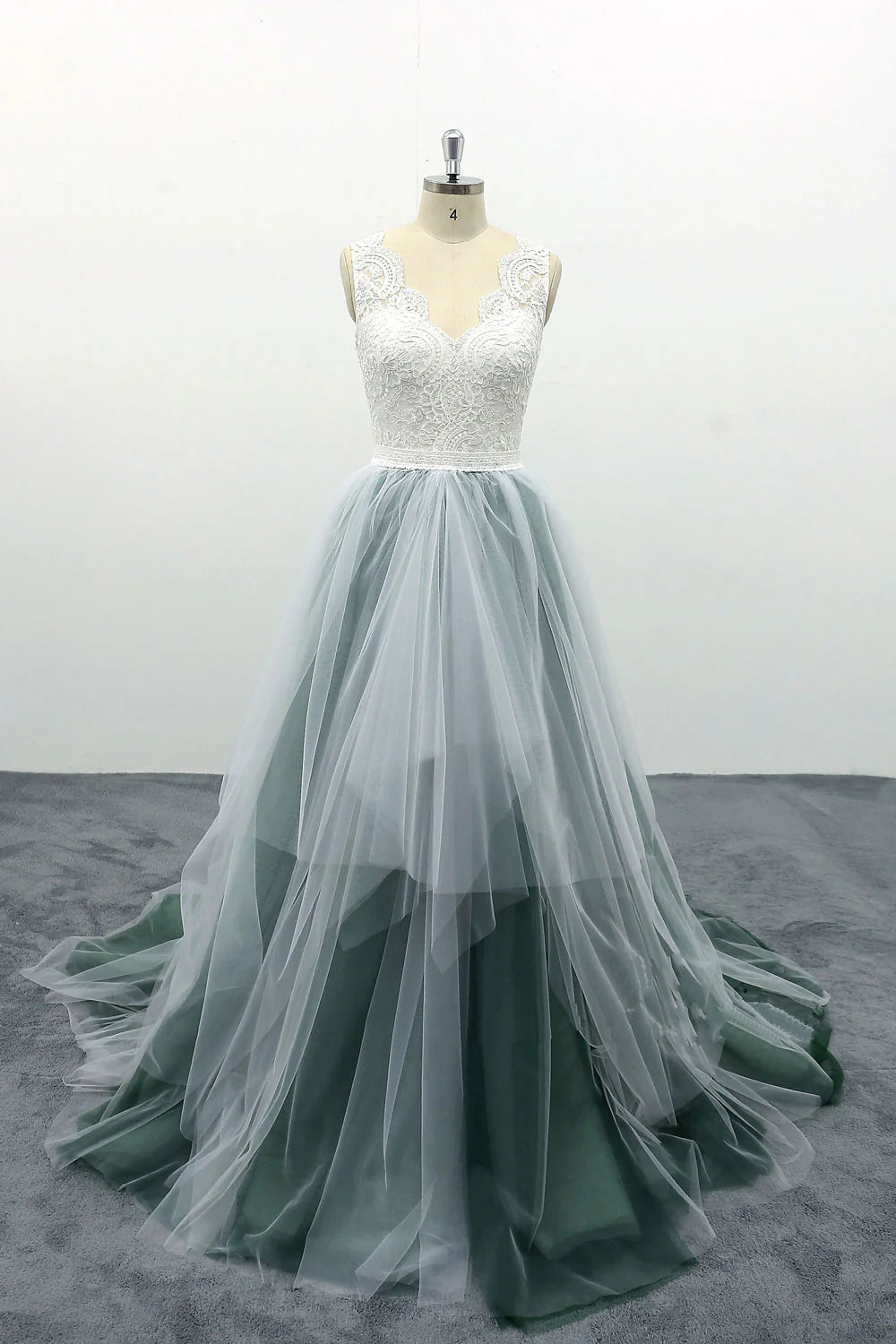 Tulle lace long prom dress