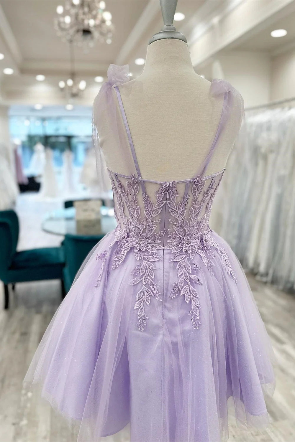 A-Line Floral Appliques Sweetheart Short Homecoming Dress