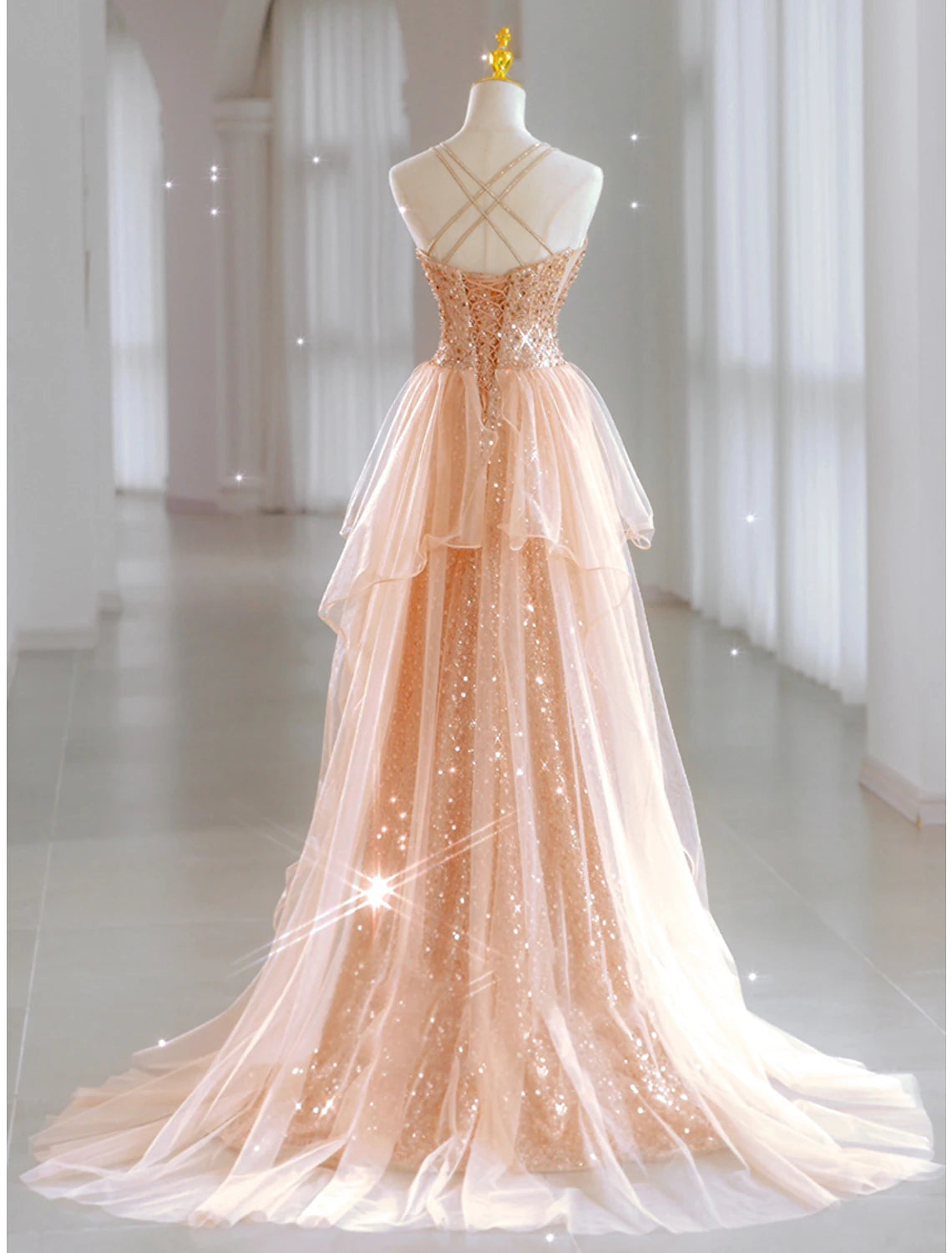 A-Linie Ballkleider Sparkle & Shine Kleid Hochzeitsgast Sweet 16 Bodenlang Ärmellos Sweetheart Tüll mit Pailletten