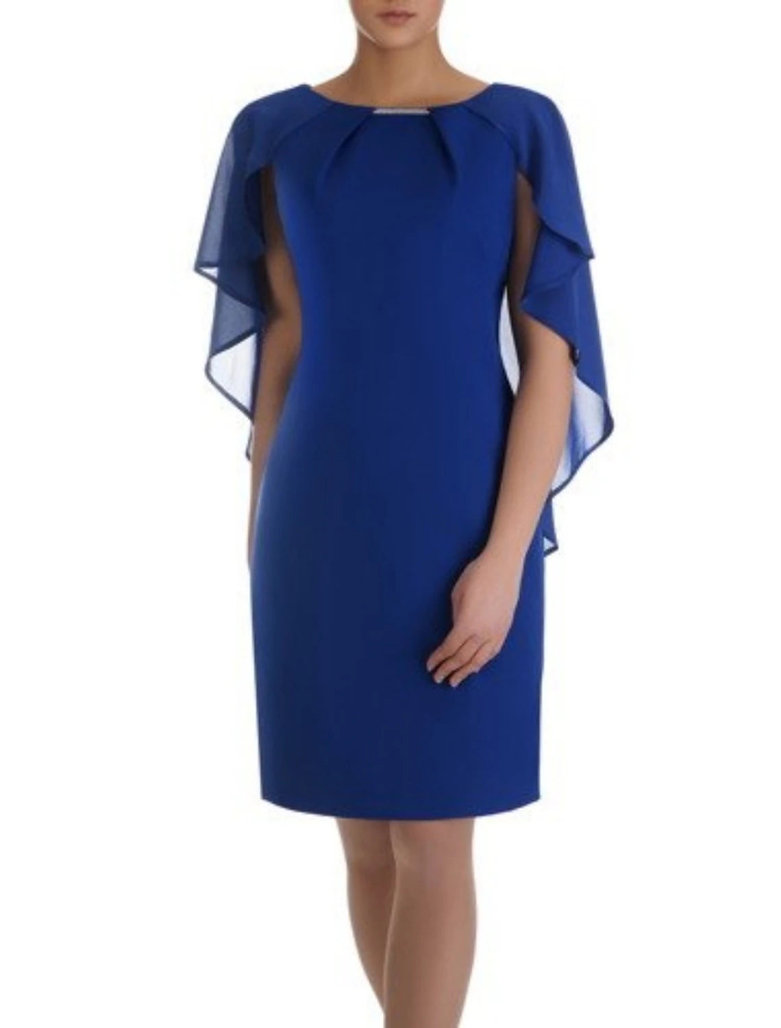 Sheath / Column Mother of the Bride Dress Wedding Guest Minimalist Elegant Scoop Neck Knee Length Chiffon Half Sleeve with Ruching Solid Color