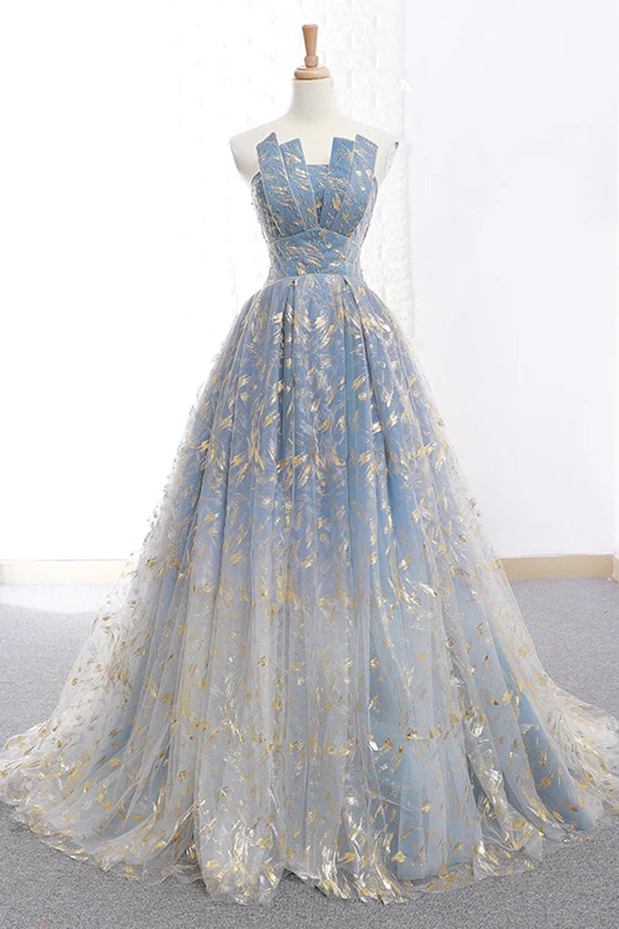 Tulle long prom dress