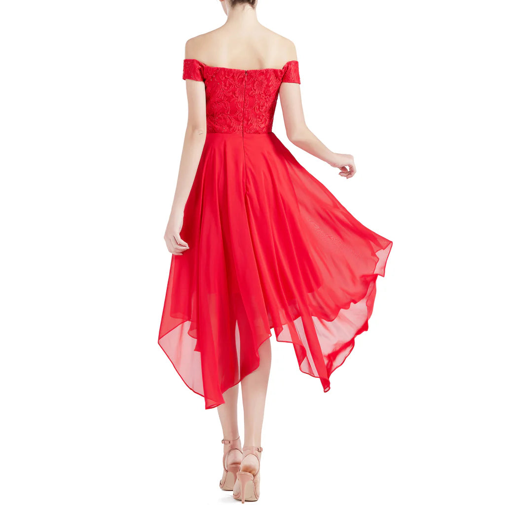Vestidos de dama de honor de boda con cuentas y encaje con hombros descubiertos