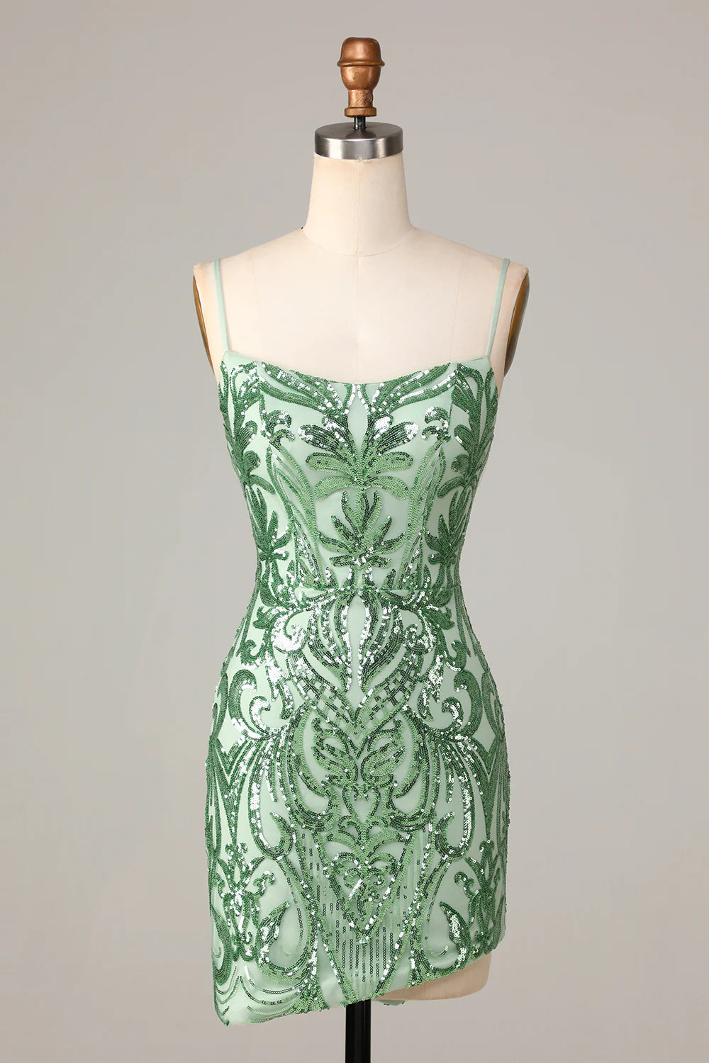Sparkly Bodycon Spaghetti Straps Short Homecoming Dress with Sequins