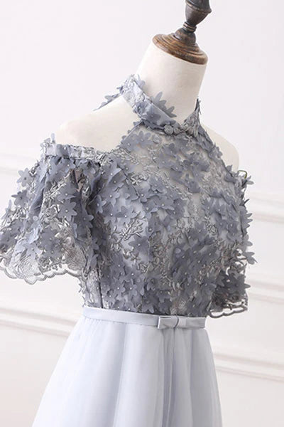 Tulle lace long prom dress