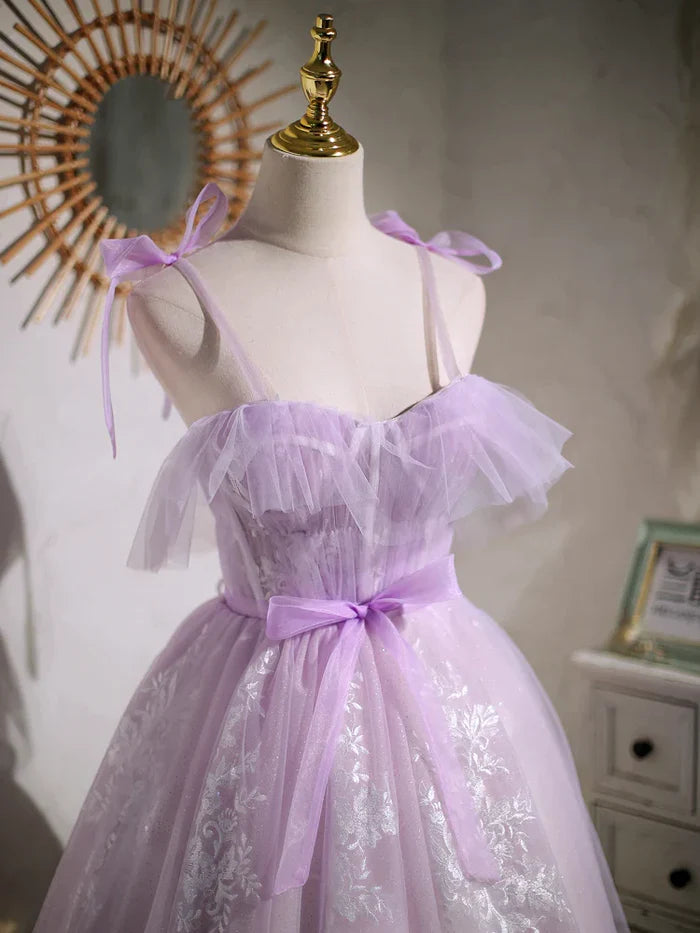 A-line Short Party Dress Homecoming Dress with Ribbon