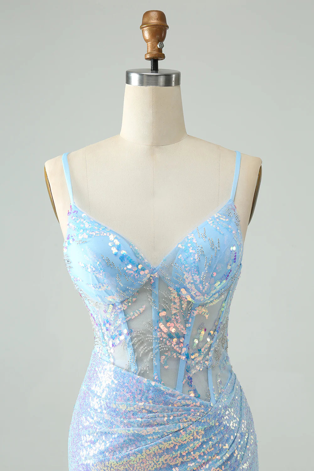 Glitter Tight Spaghetti Straps Short Homecoming Dress with Sequins