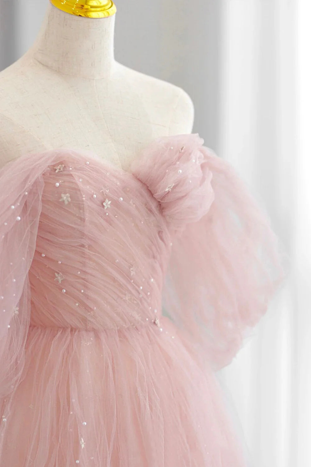 A-Line Cute Tulle Floor Length Evening Party Dress Prom Dress