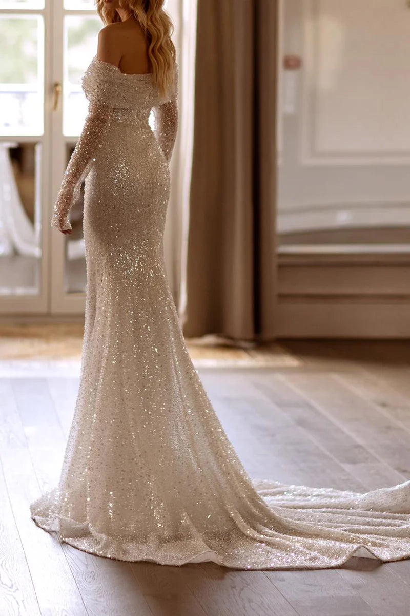 Mermaid Strapless Boho Long Wedding Dress