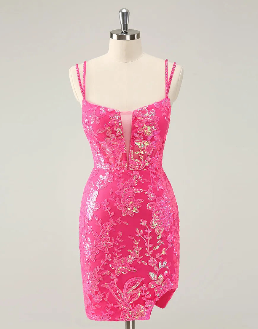 Gorgeous Lace Up Tight Glittler Homecoming Dresses