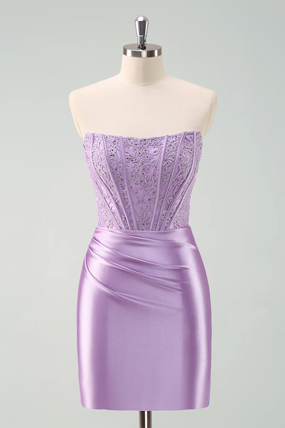 Sparky Strapless Bodycon Short Homecoming Dress with Lace
