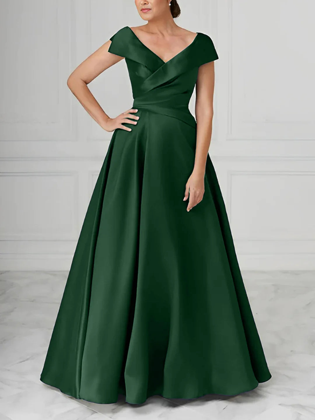 A-Line V-Neck Satin Mother Of The Bride Dresses
