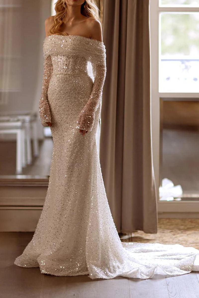 Mermaid Strapless Boho Long Wedding Dress