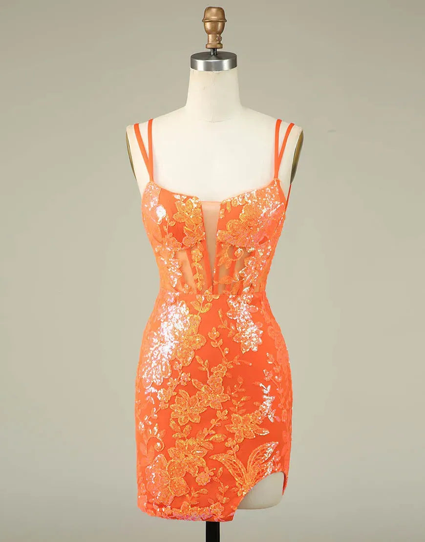 Gorgeous Lace Up Tight Glittler Homecoming Dresses