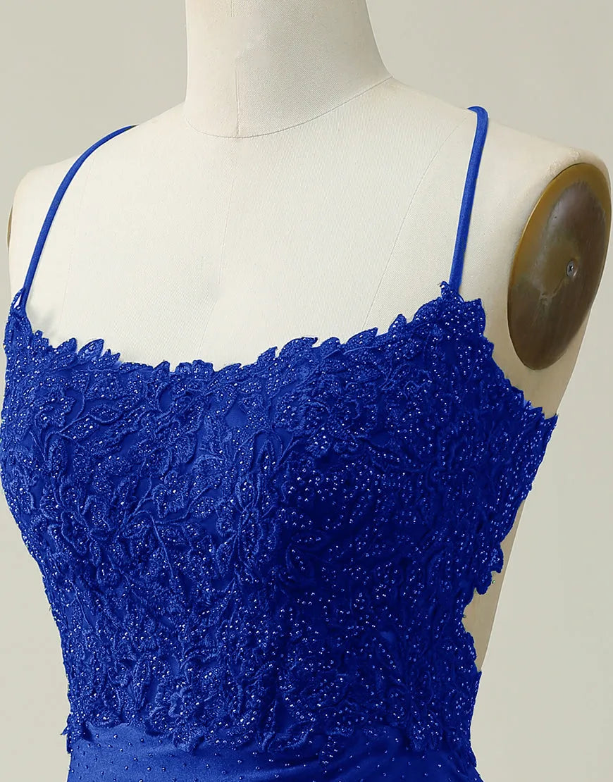 Spaghetti Straps Lace Top Body Homecoming Dress
