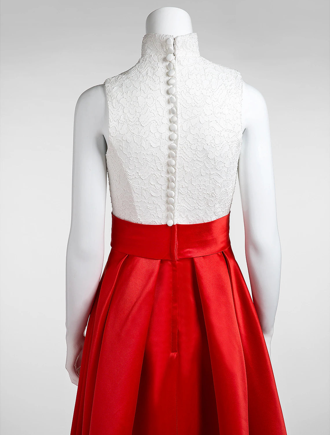 A-Linie, elegantes und luxuriöses Farbblock-Kleid für formelle Abende, schwarze Krawatte, Galakleid, hoher Halsausschnitt, ärmellos, bodenlang, Spitze mit Falten
