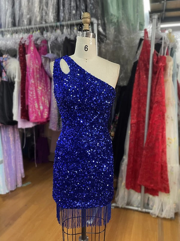 Vestidos cortos/mini sin mangas con un solo hombro y corte tubo/columna