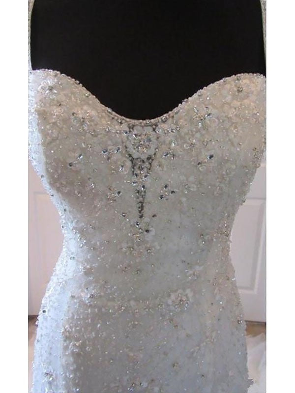 Trumpet/Mermaid Tulle Sleeveless Court Train Straps Wedding Dresses