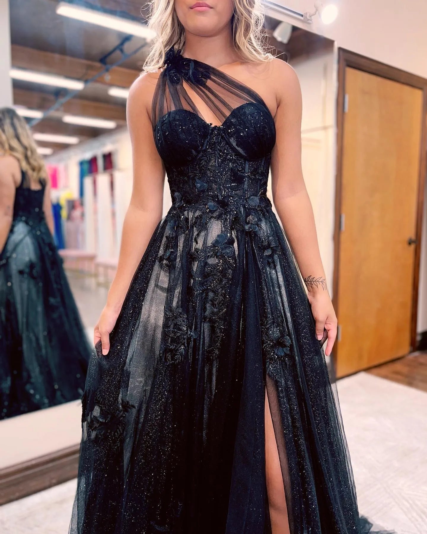 A-Line One Shoulder Prom Dress With Appliques