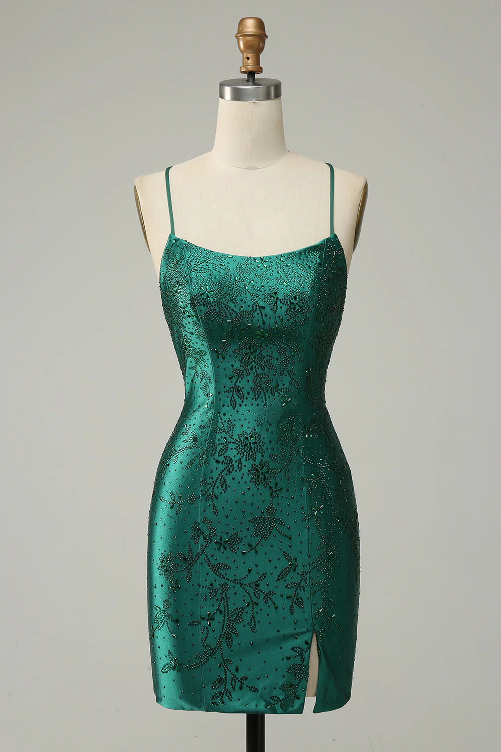 Beaded Bodycon Homecoming Dress With Criss Cross Back
