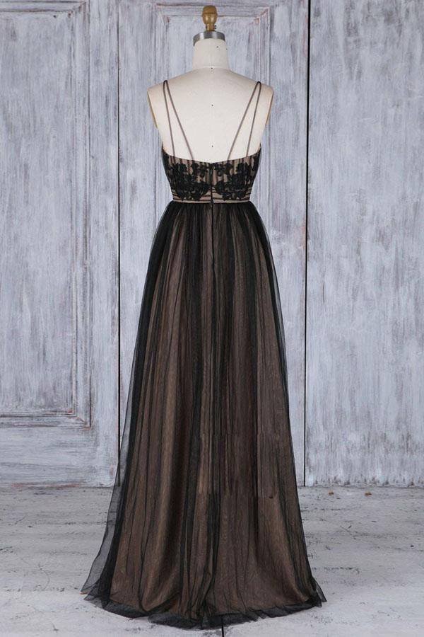 A-Linien-Ballkleid mit tiefem V-Ausschnitt und Schleppe