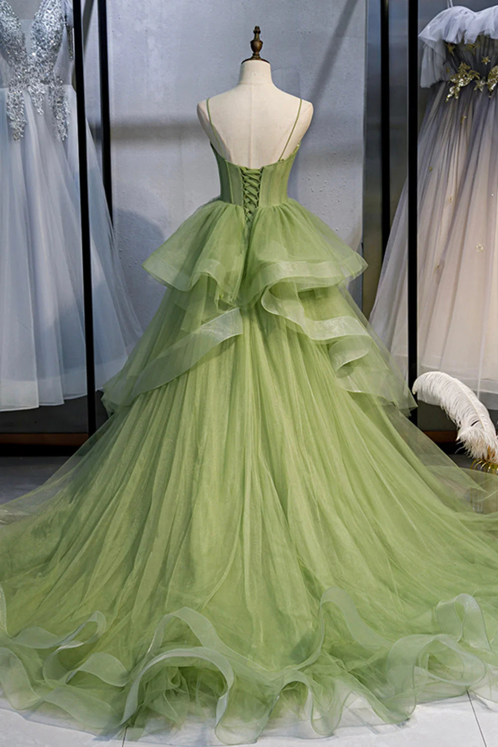 A-Line Beautiful Sweetheart Tulle Long Evening Graduation Dress Prom Dress