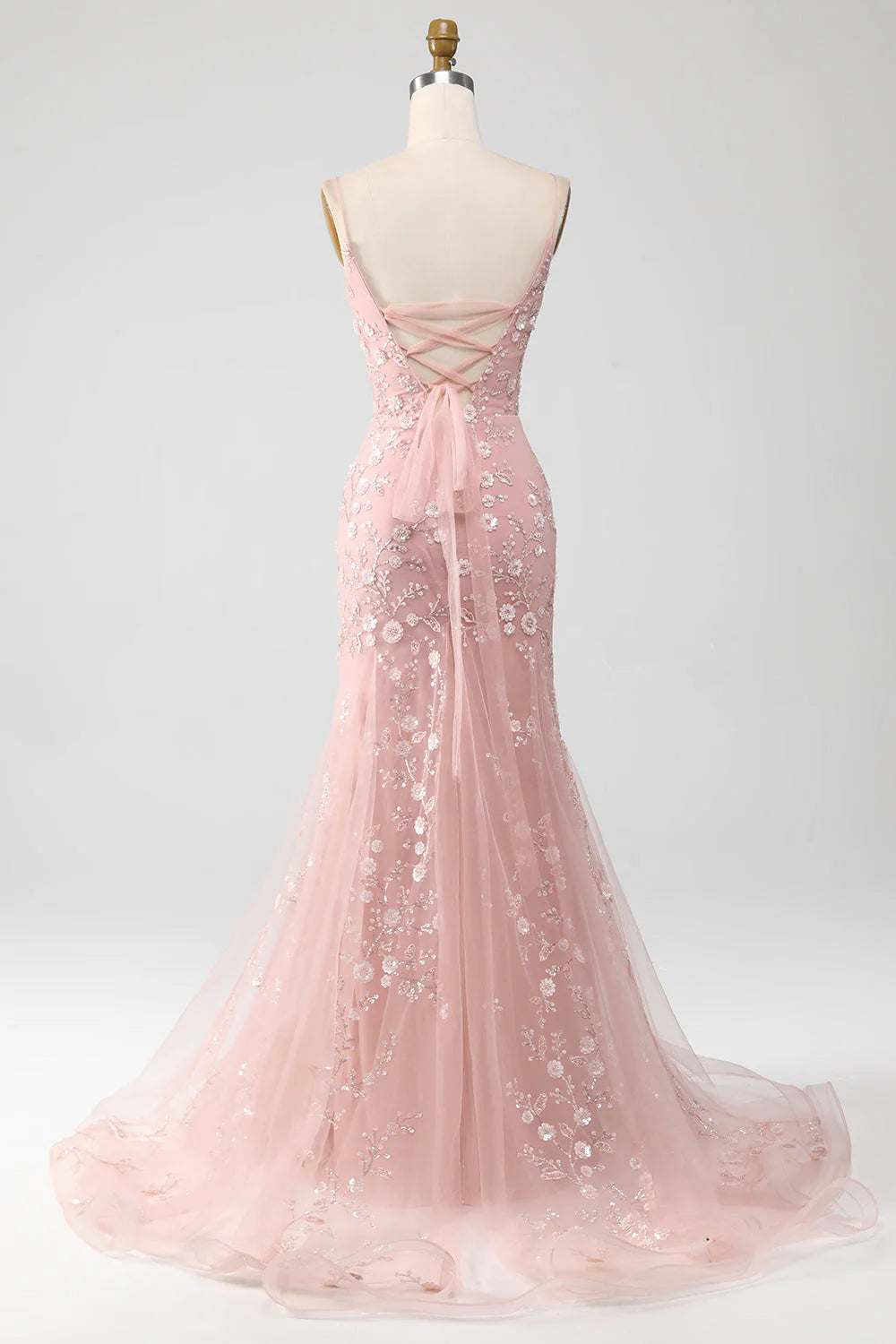 Vestido de fiesta con apliques y tirantes finos Mermiad