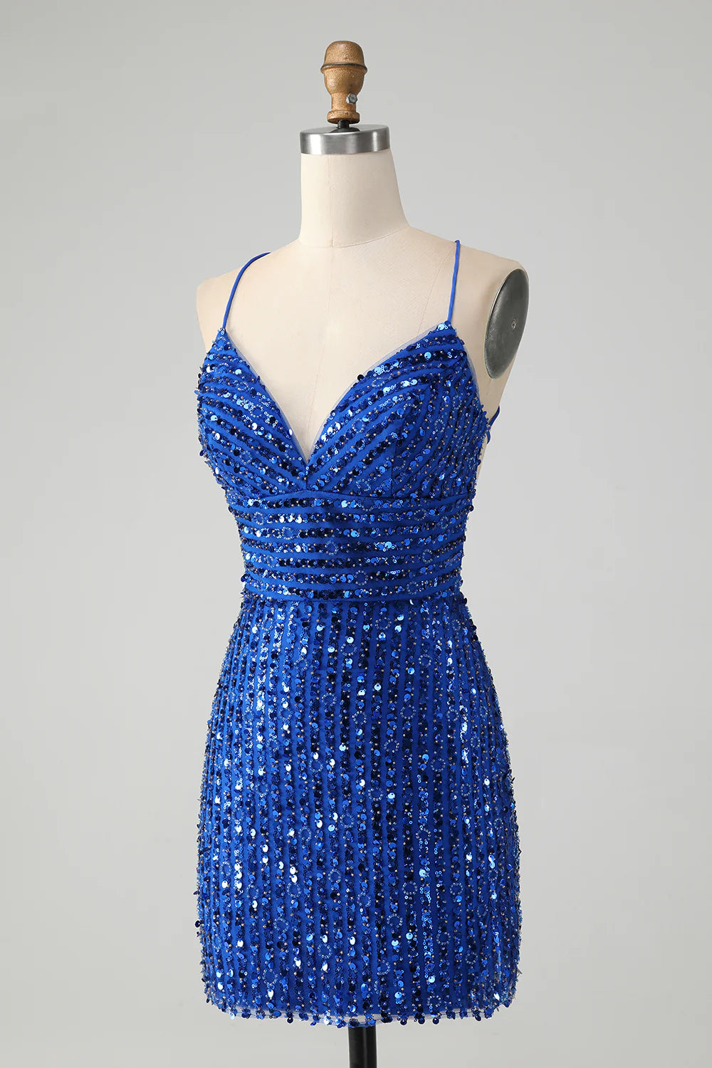 Sparkly Tight Sequins Short Homecoming Dress with Lace Up Back