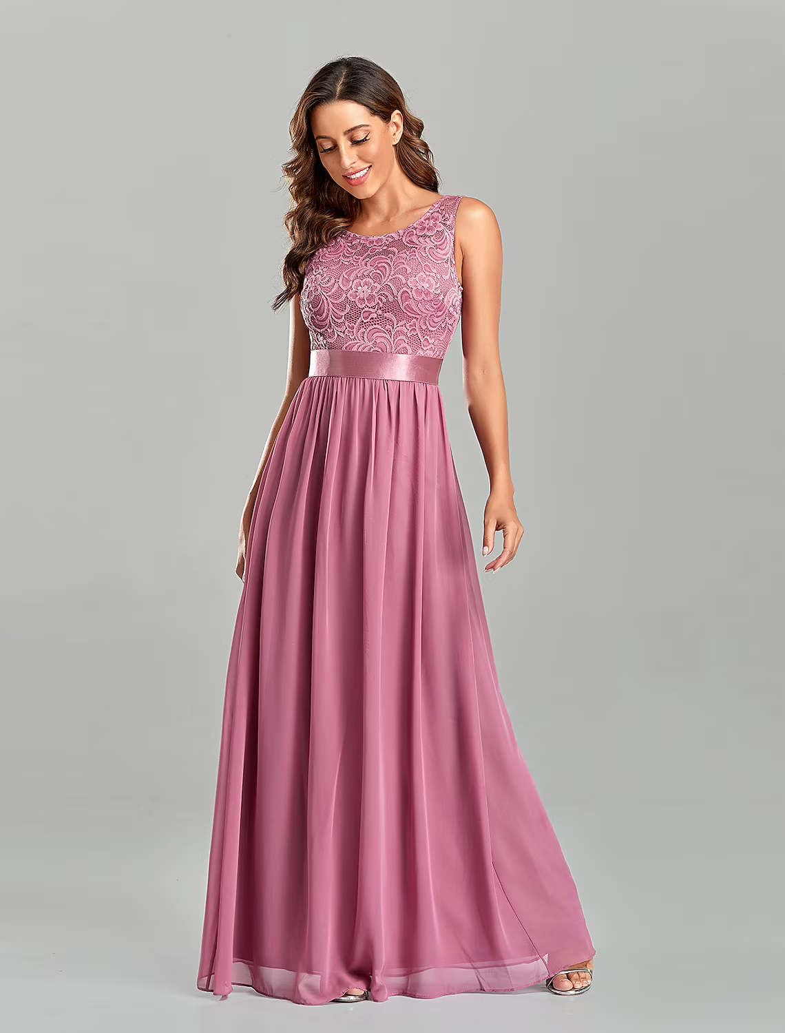 A-Line Evening Gown Dress Party Wear Floor Length Short Sleeve Jewel Neck Chiffon with Embroidery
