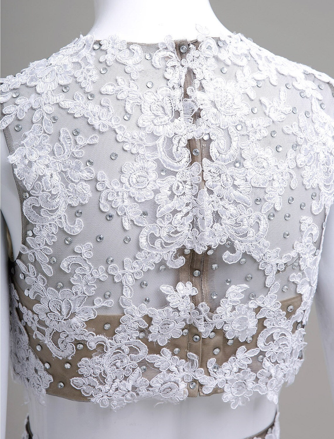 Vestido de dos piezas de talla grande para regreso a casa, corto, mini, sin mangas, con encaje sobre tul y cuentas