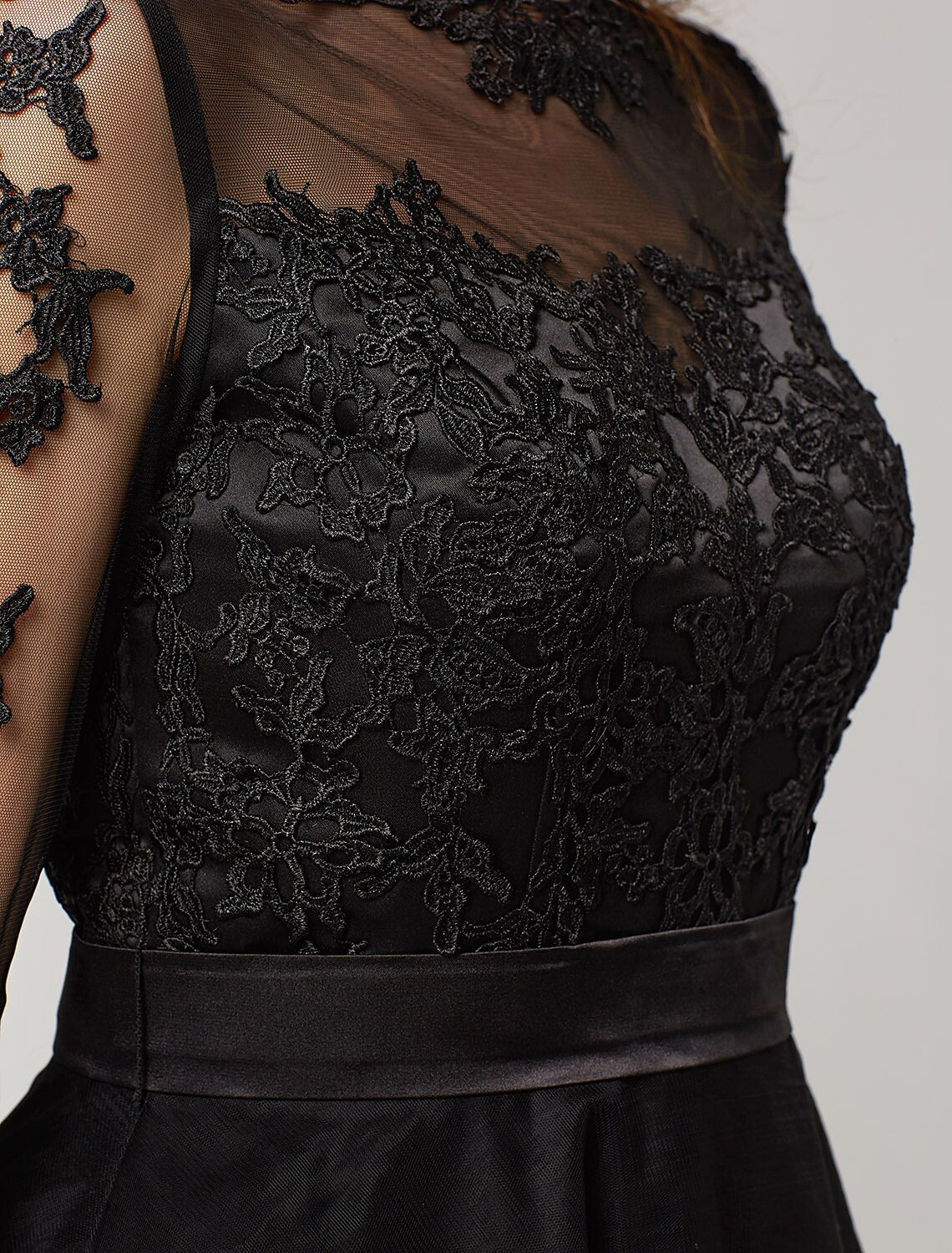 A-Line Elegant Dress Wedding Knee Length Length Sleeve Tulle Over Lace Appliques