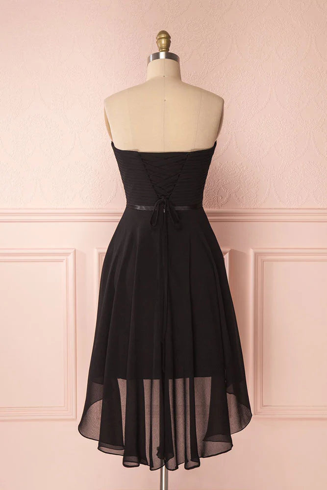 Simple sweetheart neck chiffon short prom dress