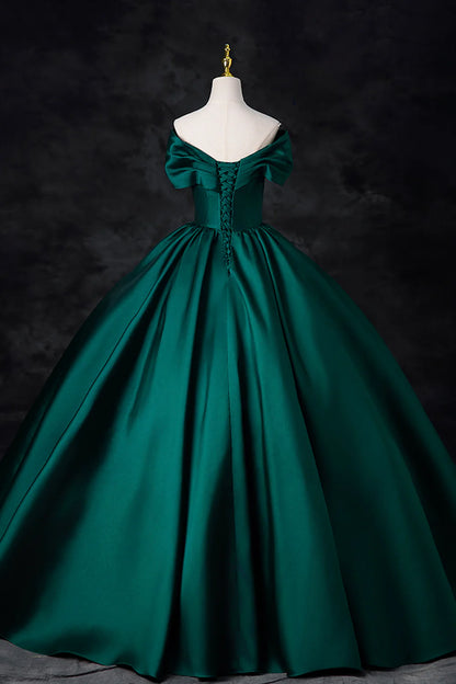 A-Line Formal Satin Floor Length V-Neck Evening Evening Dresses