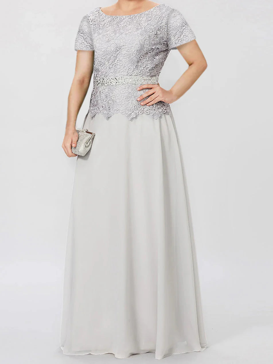 Vestidos de madre de la novia con mangas cortas y corte en A