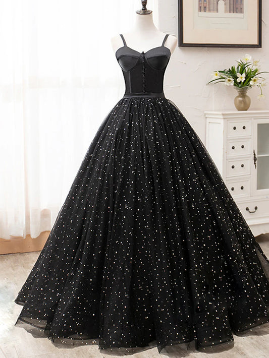 Langes Ballkleid mit Glitzer in A-Linie und V-Ausschnitt