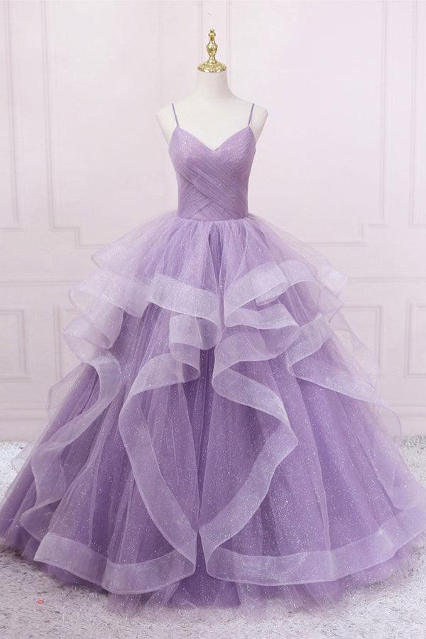 Sequin Tulle Long Tulle Prom Dress