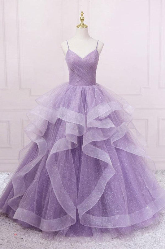Vestido de fiesta largo de tul con lentejuelas