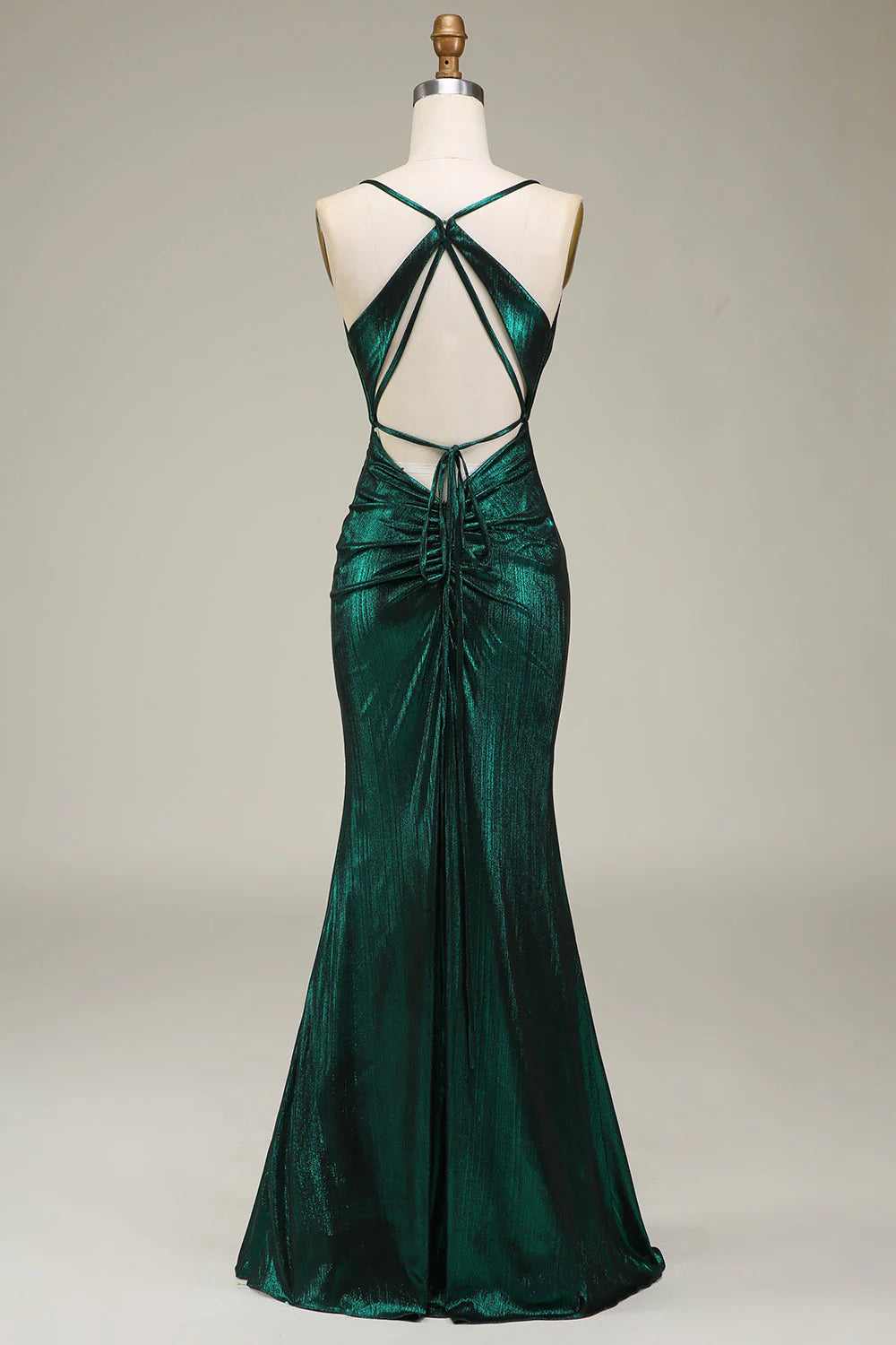Mermaid Spaghetti Straps Open Back Long Prom Dress