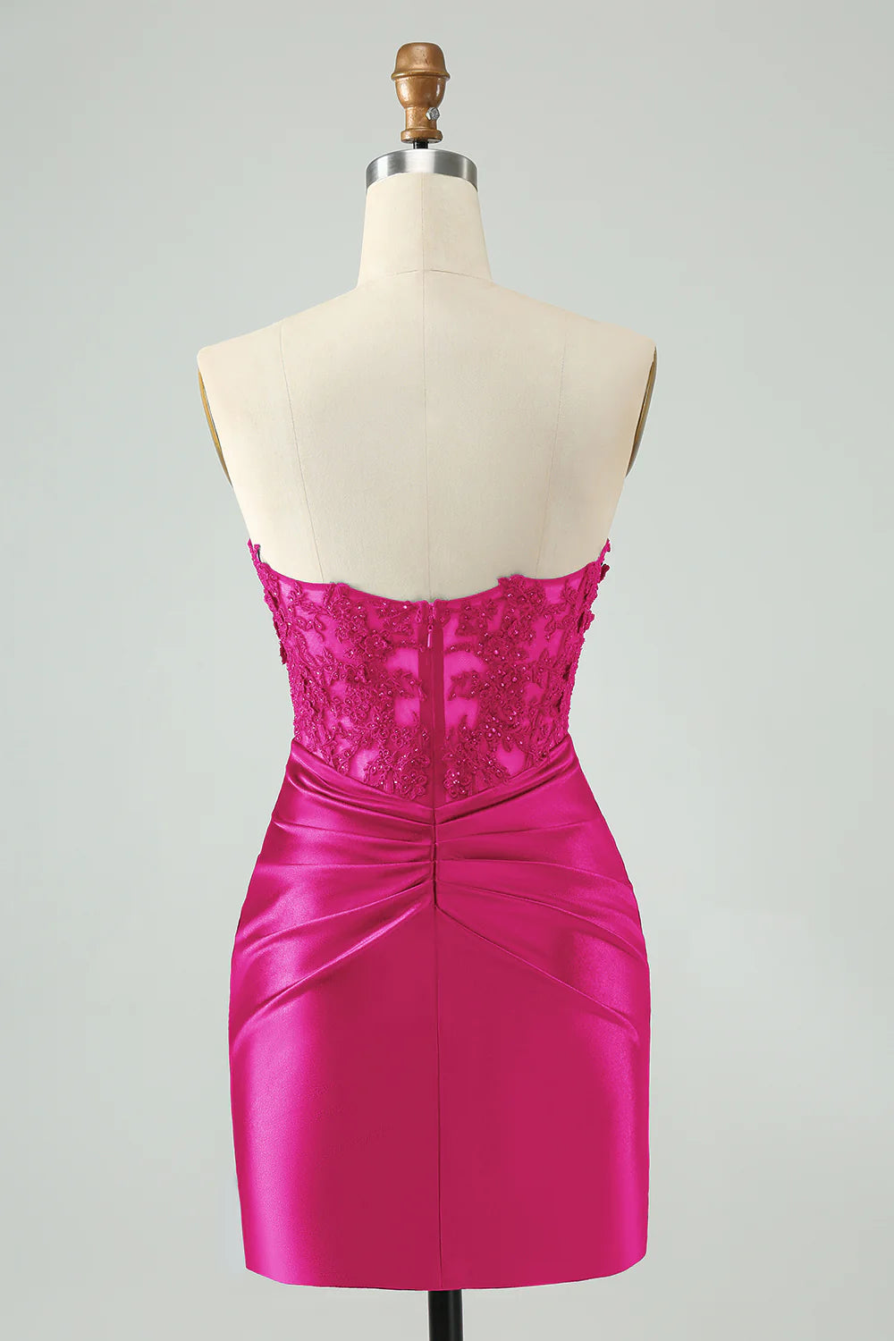 Sparkly Bodycon Strapless Hollow Out Homecoming Dress with Lace